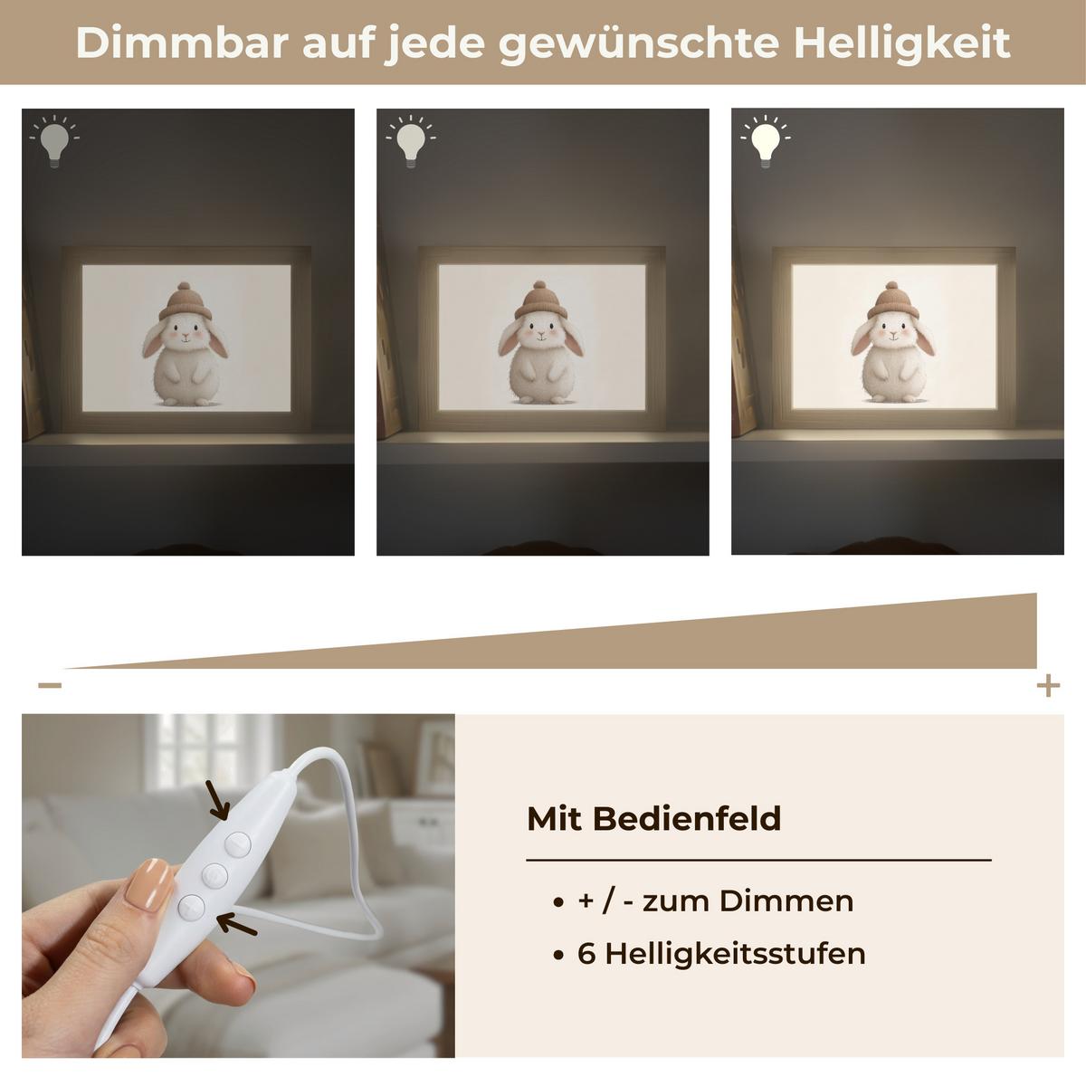 WANDLEUCHTE Kaninchen - Hut - Ohren - Beige 20x15 cm - Creme, Holzwerkstoff (20/15/8cm) - OnlyWow