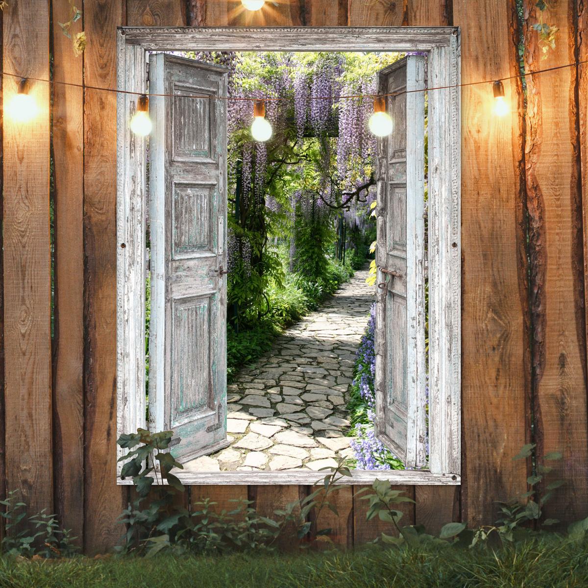 GARTENPOSTER Aussicht - Wald - Steine - Frühling Gartendekoration 120x160 cm - Hellgrau, Kunststoff (120/160/0.2cm) - OnlyWow
