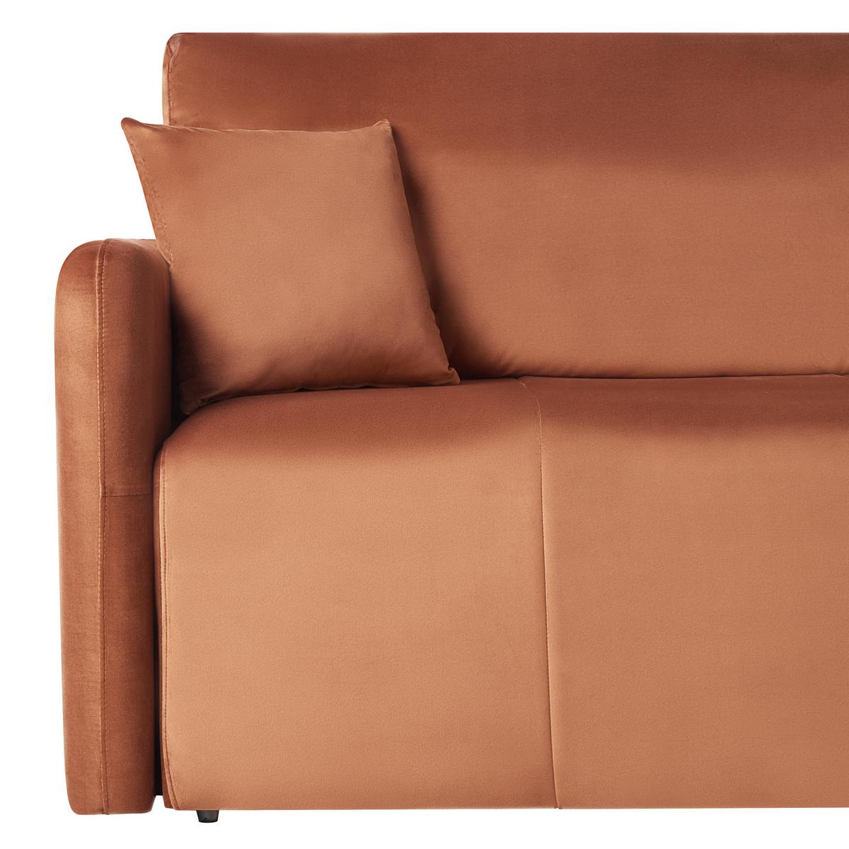 SCHLAFSOFA 3-Sitzer Samtstoff Goldbraun Egge - Goldfarben, Textil (220/88/93cm) - Beliani