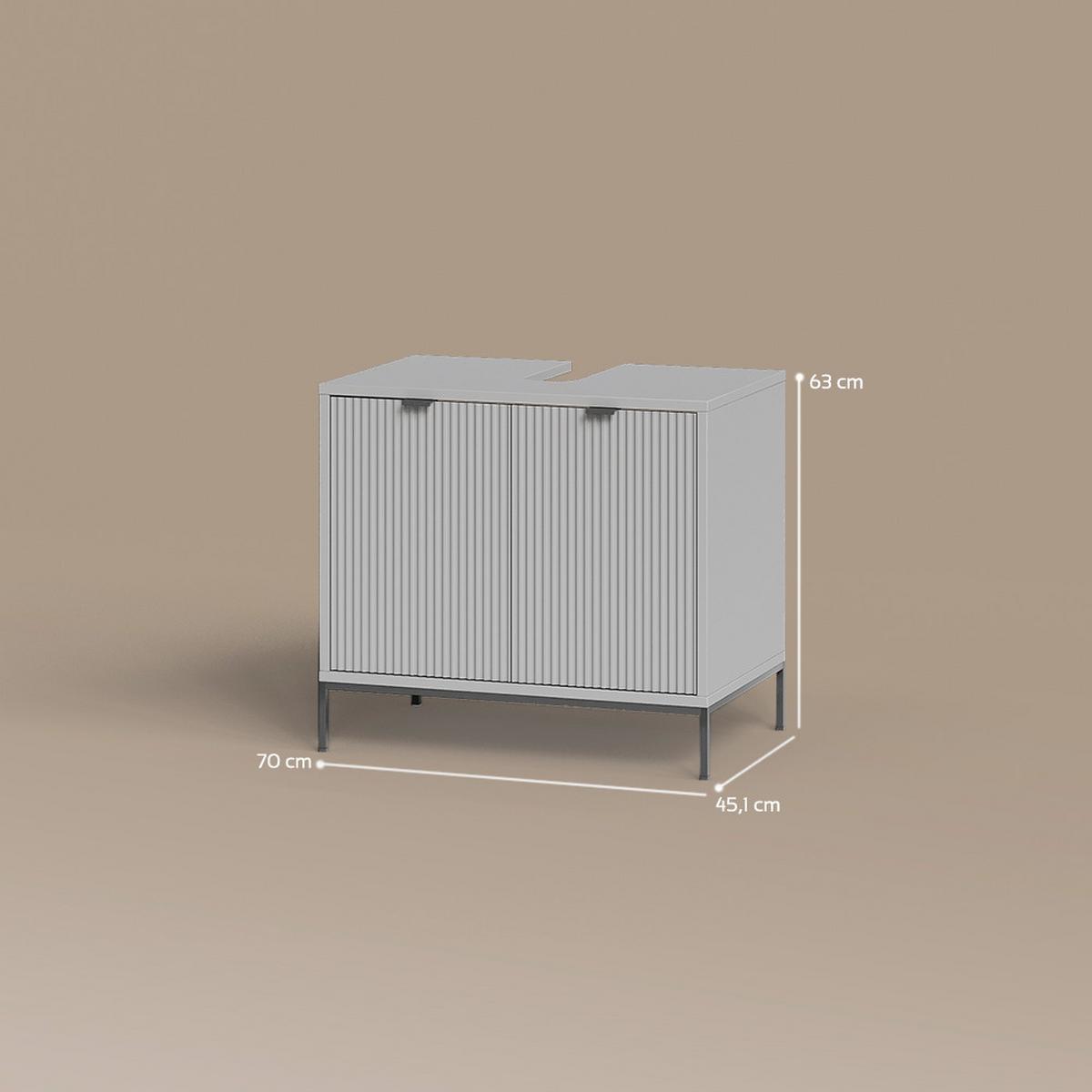 WASCHTISCHUNTERSCHRANK ATERNO Grau 70 x 63 cm mit Türen - Grau, Holzwerkstoff (70/63/45.1cm) - Livinity®