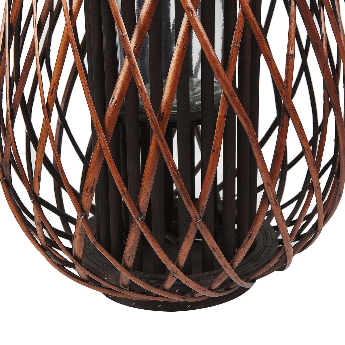 LATERNE Braun Kiusiu - Braun, Holz (40/60/40cm) - Beliani