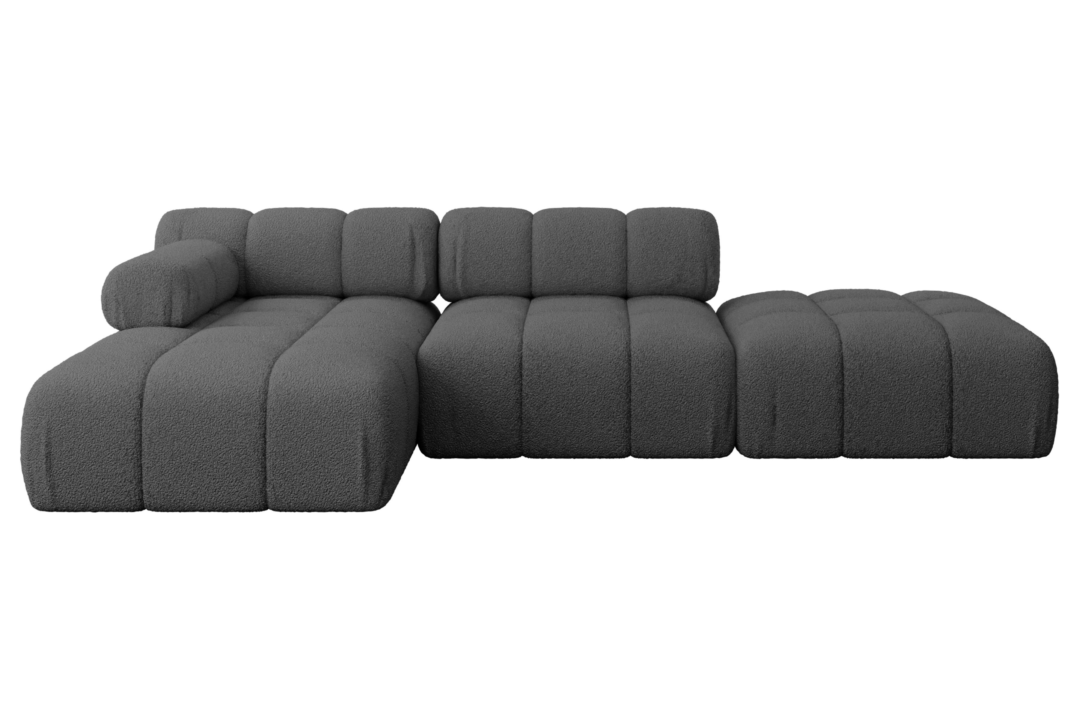 ECKSOFA modulares Sofa Lizur-L1 - 285x160x70 cm Grau Bouclé - Grau, Holzwerkstoff/Textil (285/160cm) - ALTDECOR