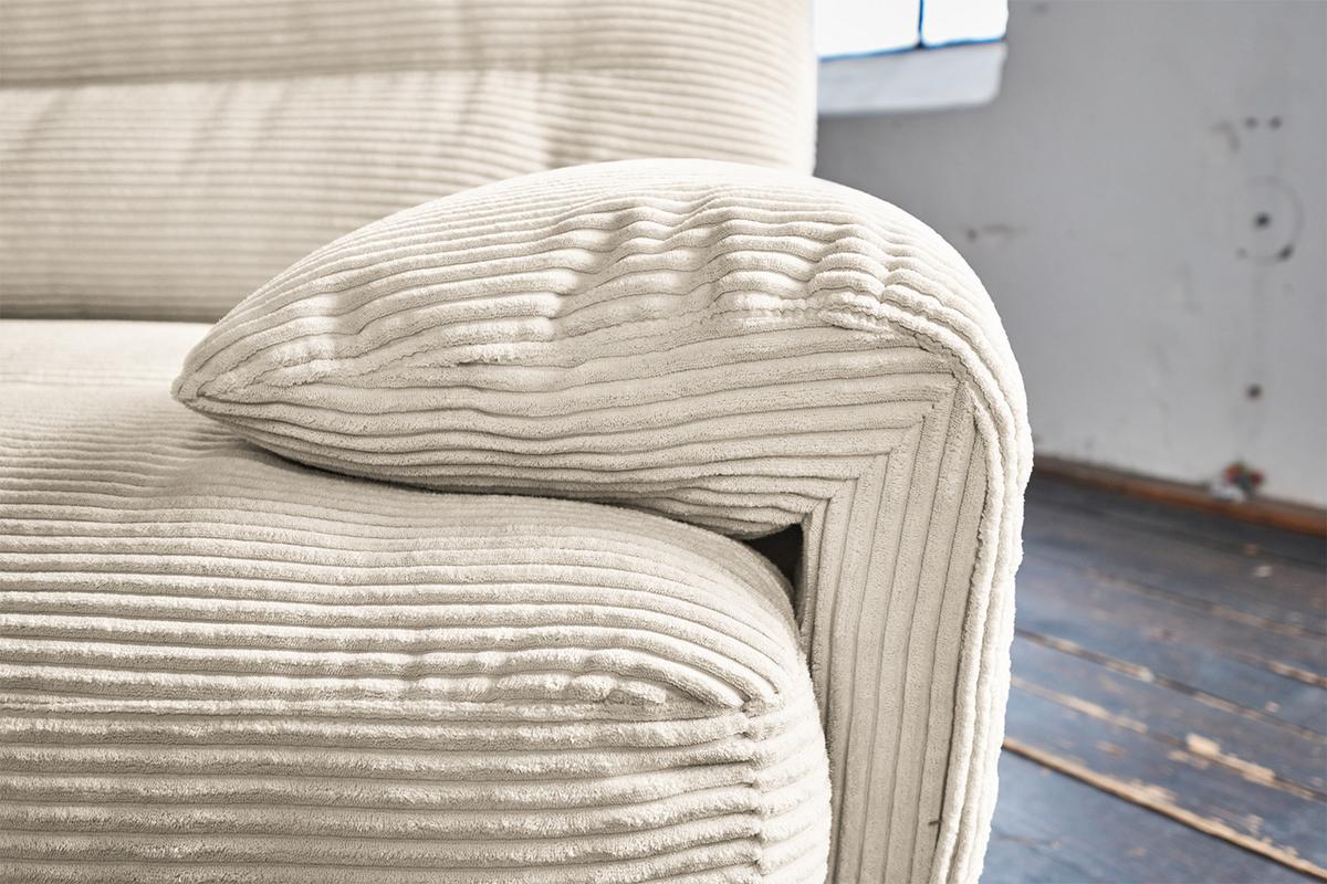 SOFA CINE Cremeweiß Cord - Creme/Schwarz, Kunststoff/Textil (284/84/106cm) - KAWOLA