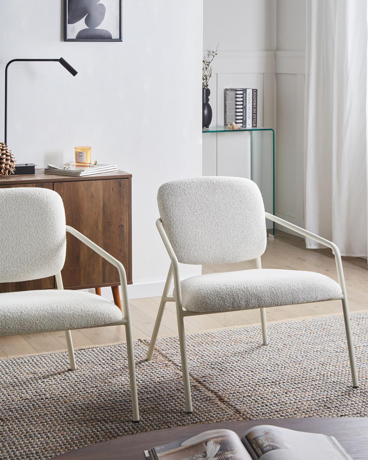 SESSEL 2er-Set Cremeweiß Loa - Weiß, Textil (71/76/71cm) - Beliani