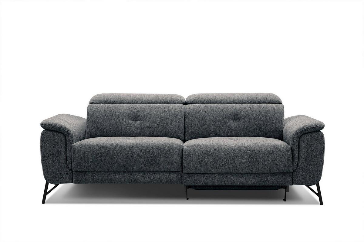 SOFA AVENA 3-Sitzer mit 1 Relaxfunktion, dunkelgrau - Dunkelgrau, Holzwerkstoff/Textil (204/80/108cm) - Wozimo