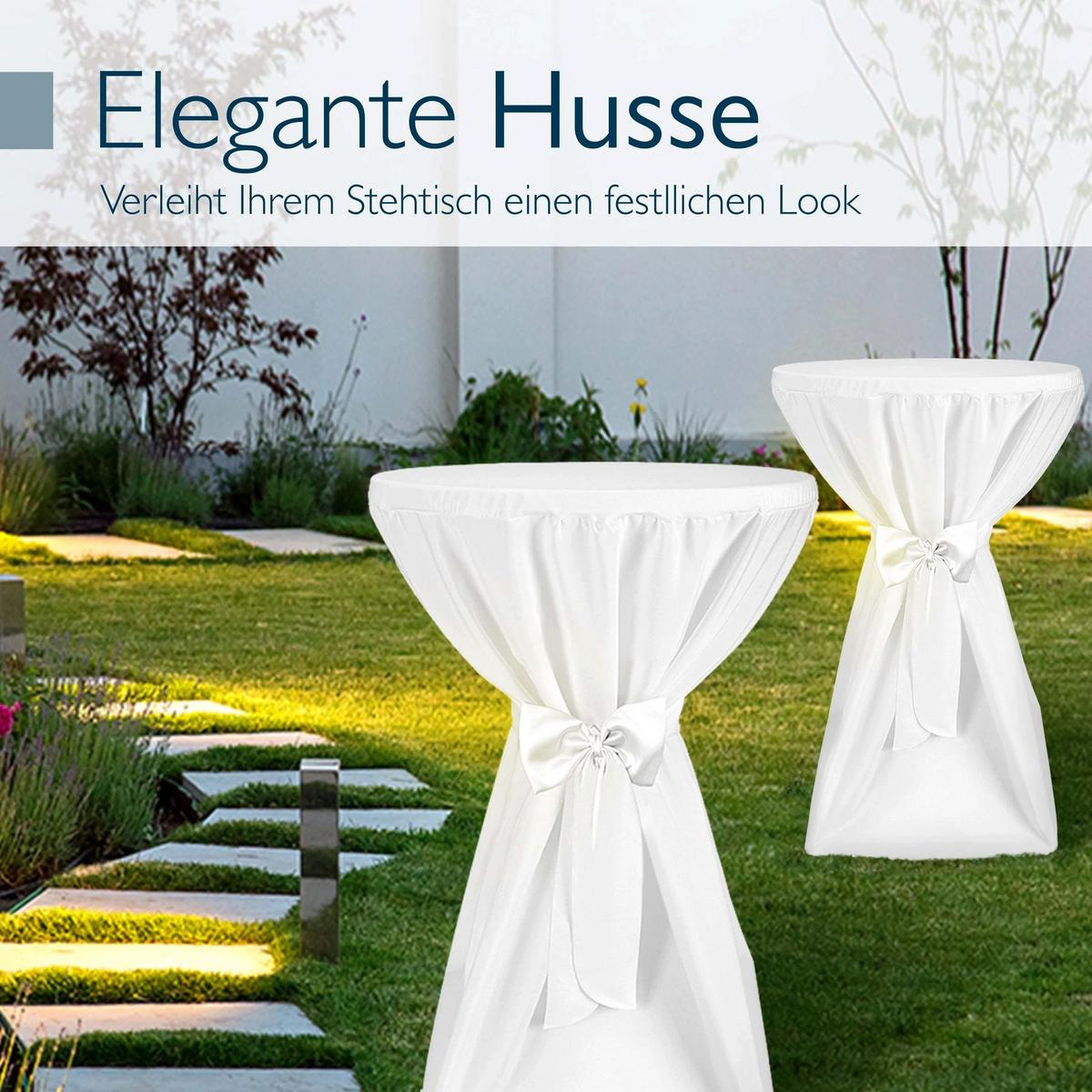 STEHTISCHHUSSE Premium Ø 70cm Weiß (2tlg) - Weiß, Kunststoff/Textil (70/145cm) - Beautissu 