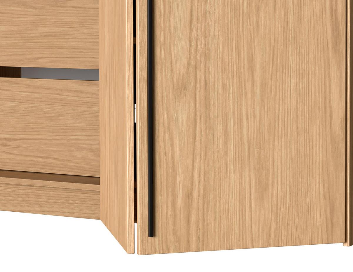 FALTTÜRENSCHRANK Omodeo 200 cm breit in Bookmatch-Eiche – mit WingLine-Falttüren - Eichefarben, Holzwerkstoff (200/240/58cm) - AX Living