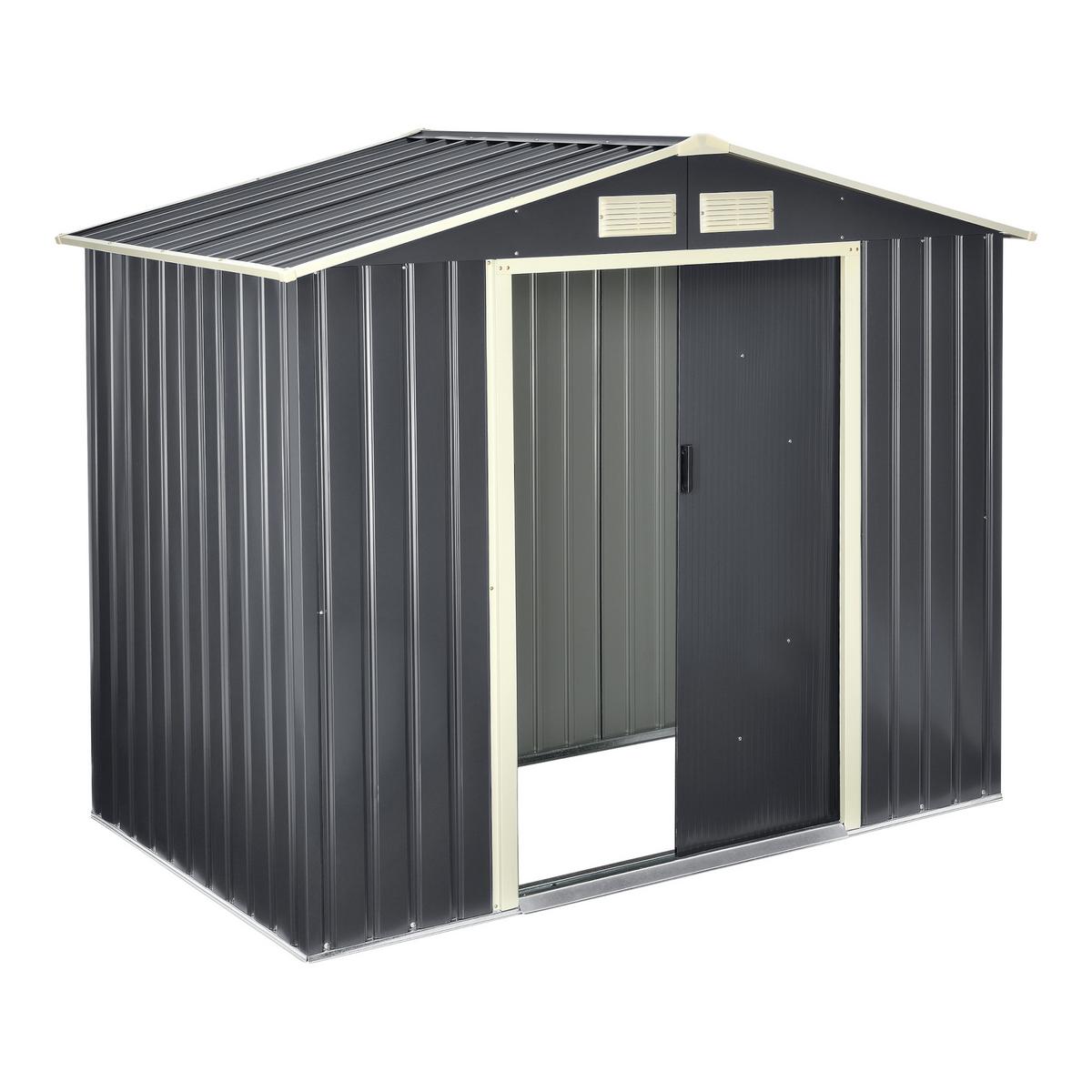 GARTENSCHUPPEN - Dunkelgrau, Metall (213/185/127cm) - [en.casa]