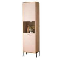 VITRINE Kaschmir, Eiche 54 x 204 cm, VITRINEnschrank mit Soft-Close - Kaschmir/Eichefarben, Glas/Holzwerkstoff (54/204/35cm) - Furn.Design