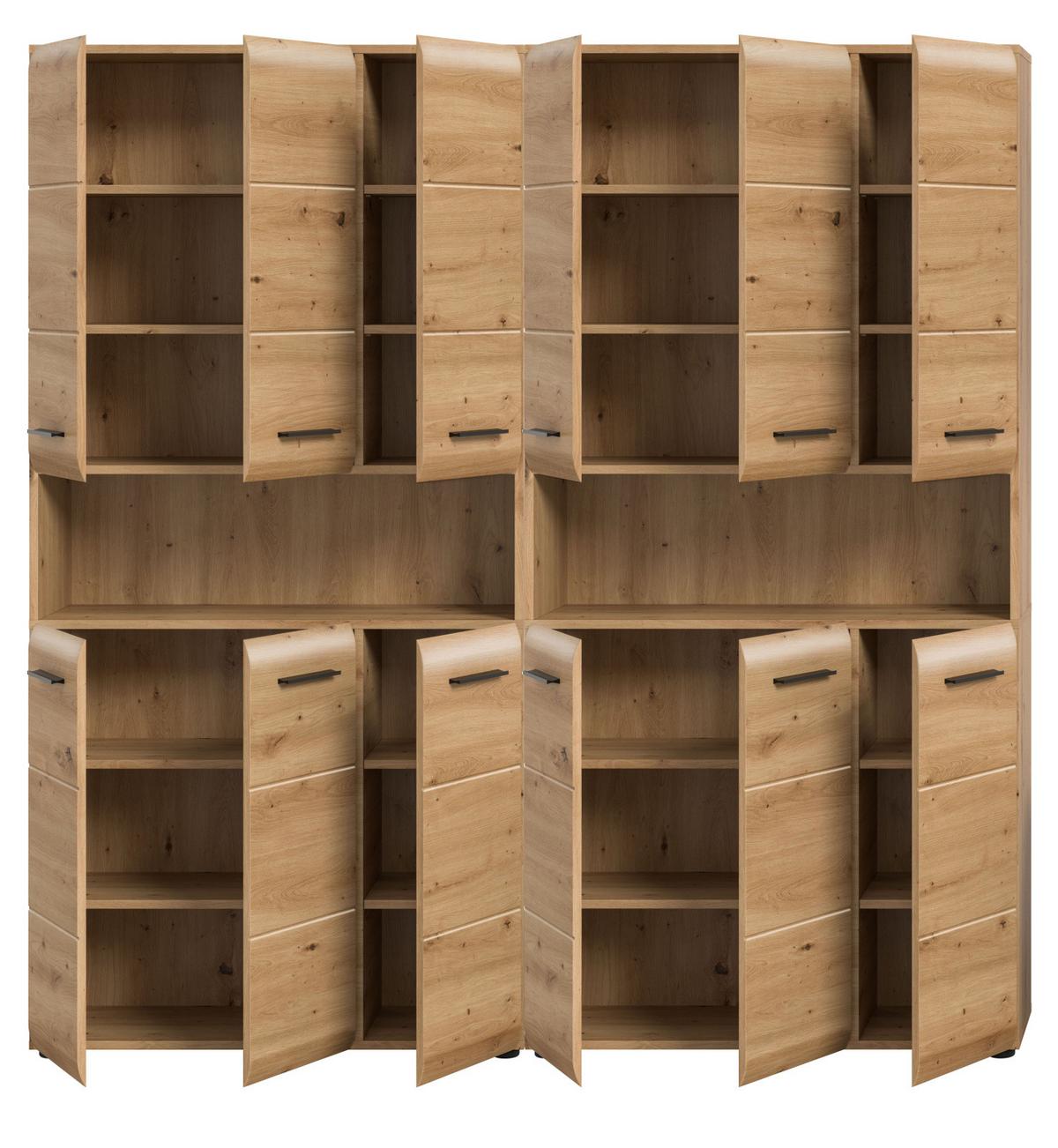 BADEZIMMERSCHRÄNKE Eiche Artisan, 2x Mehrzweckschrank 180 cm, viel Stauraum, Cover - Schwarz/Eiche Artisan, Holzwerkstoff/Kunststoff (180/185/30cm) - Inn.Furn