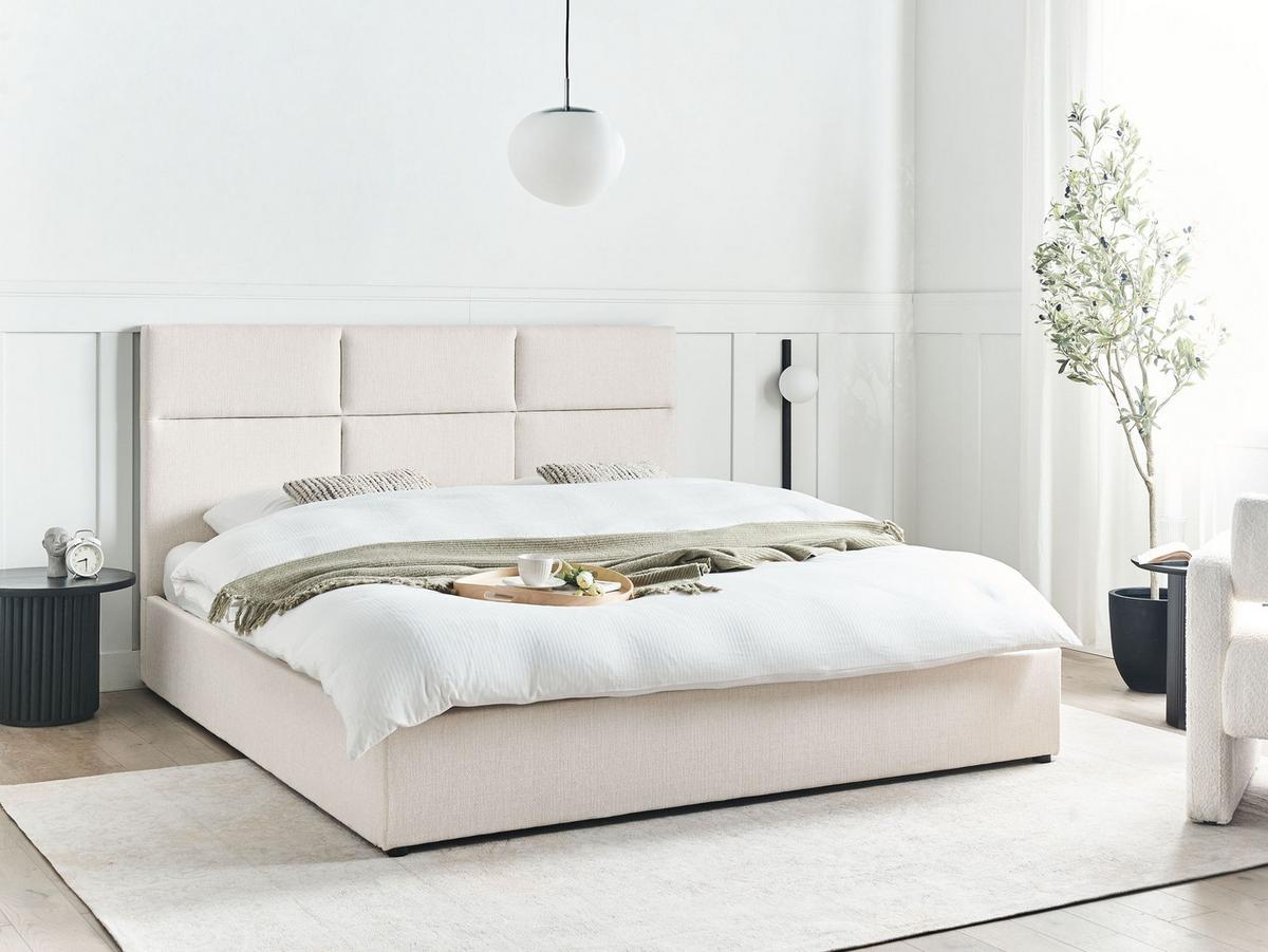 POLSTERBETT 180x200 cm Weiß Lagord - Creme, Textil (180/200cm) - Beliani
