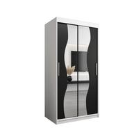 SCHWEBETÜRENSCHRANK 200/100/62 2-türig - Silberfarben/Schwarz, Holz/Kunststoff (100/200/62cm) - MÖBEL KRYSPOL