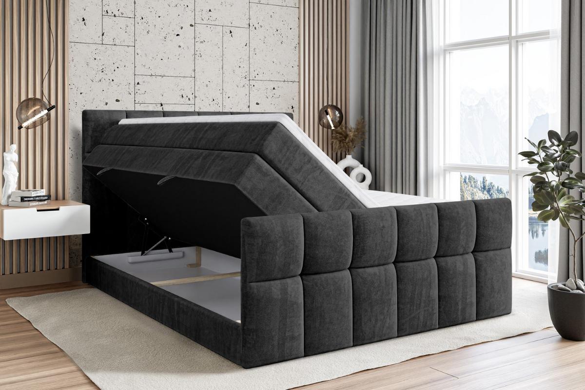 BOXSPRINGBETT RICAR-Z KING - 160 x 200 - H3/H4 - Schwarz - Schwarz, Holzwerkstoff (160/200cm) - ALTDECOR