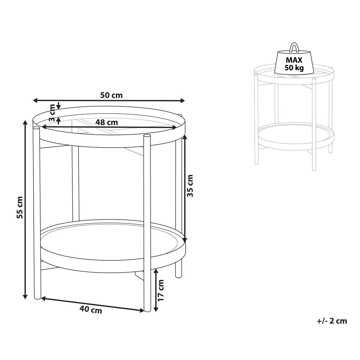 BEISTELLTISCH Schwarz/Heller Holzfarbton Reno - Hellbraun/Schwarz, Metall (50/50/55cm) - Beliani