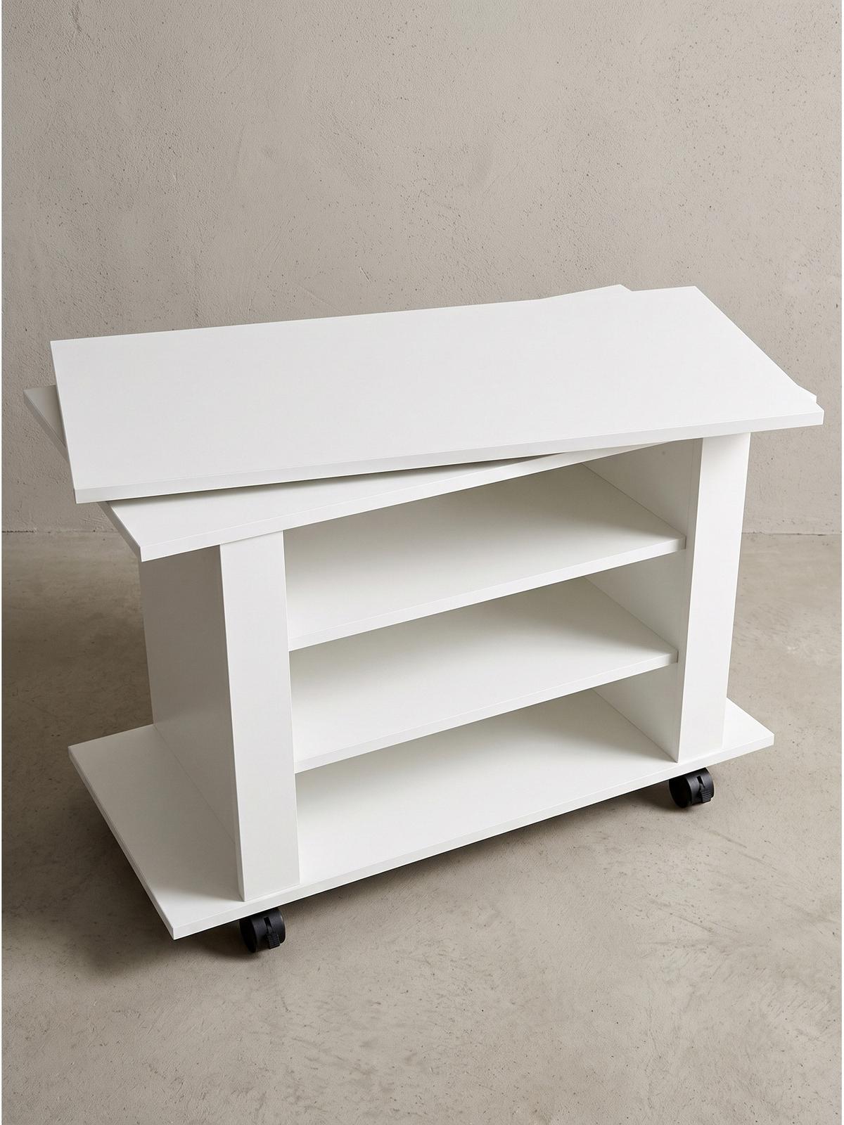 FERNSEHTISCH SEGRE, Spanplatte, mit Ablagen, Weiß, 78 x 38 x 51 cm - Weiß, Holzwerkstoff (78/51/38cm) - KADIMA DESIGN