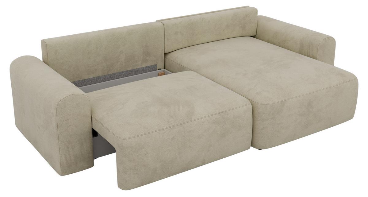 ECKSOFA NEKSON L - Beige Velvet - Beige/Schwarz, Kunststoff/Textil (274/152cm) - MKS