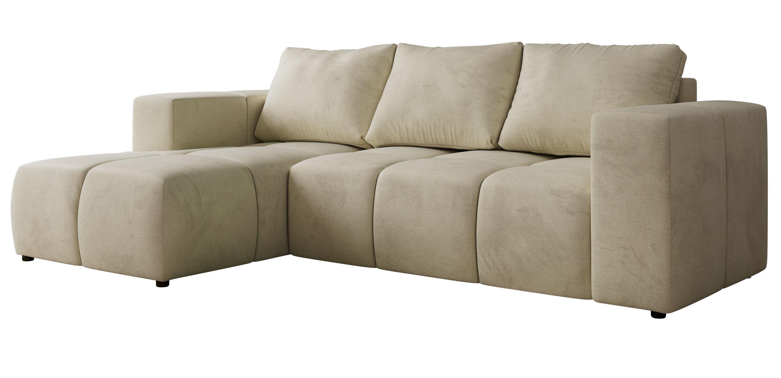 ECKSOFA MONIVA Beige Velvet - Links - Beige/Schwarz, Kunststoff/Textil (164/266cm) - MKS