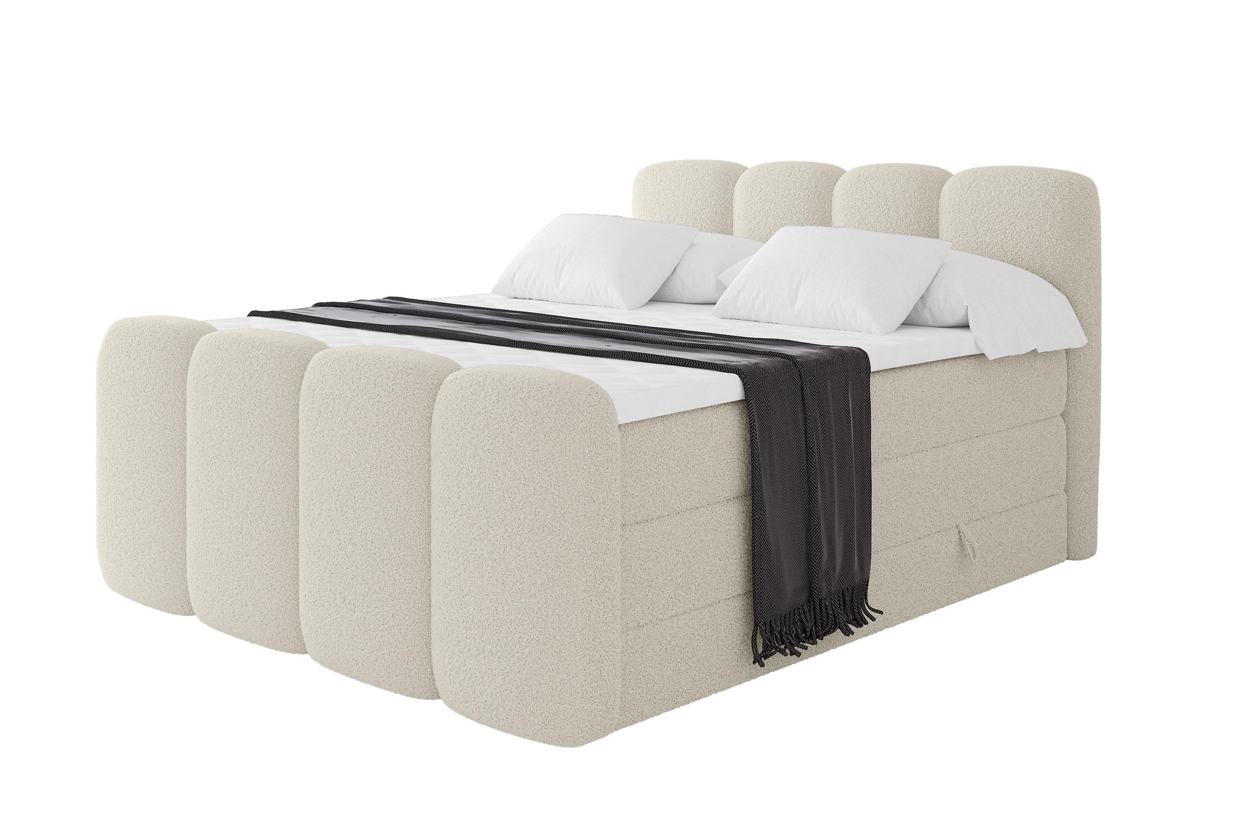 BOXBETT mit Matratze H3|H4 und Lattenrost - NINA-Z KING - 200x200 cm Quelle - Beige - Sandfarben, Holzwerkstoff (200/200cm) - ALTDECOR