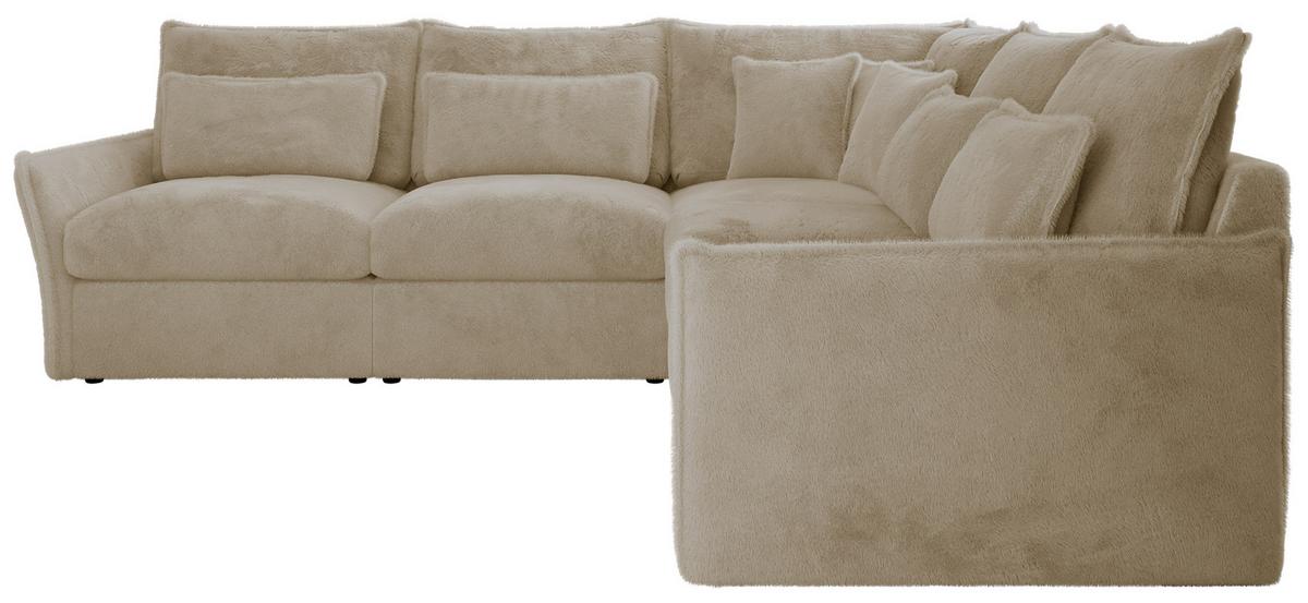ECKSOFA VERSO L Creme Plüsch - Creme/Schwarz, Kunststoff/Textil (270/270cm) - MKS