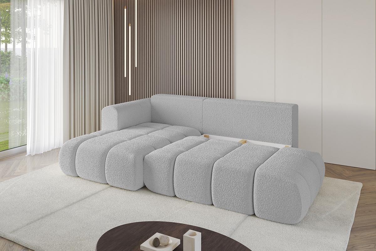 ECKSOFA Ottomane Links CLOUD-L 280x185x90 Hellgrau Bouclé - Hellgrau, Holzwerkstoff/Kunststoff (280/185cm) - ALTDECOR