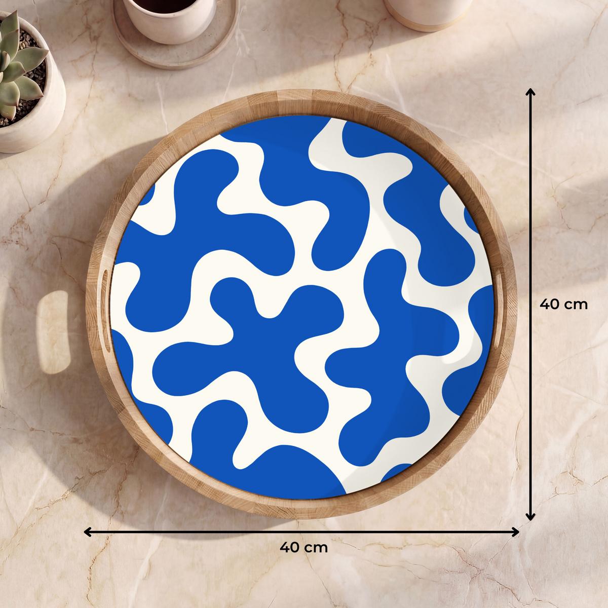 TABLETT Formen - Abstrakt - Blau - Wellen 40x40 cm - Blau, Holz (40/5/5cm) - OnlyWow