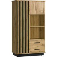 BÜCHERREGAL Lamelo mit 2 Türen und 2 Schubladen, Lamellenfront, 90 cm, Eiche Wotan - Eiche Wotan, Holzwerkstoff (90/159/40cm) - Beautysofa