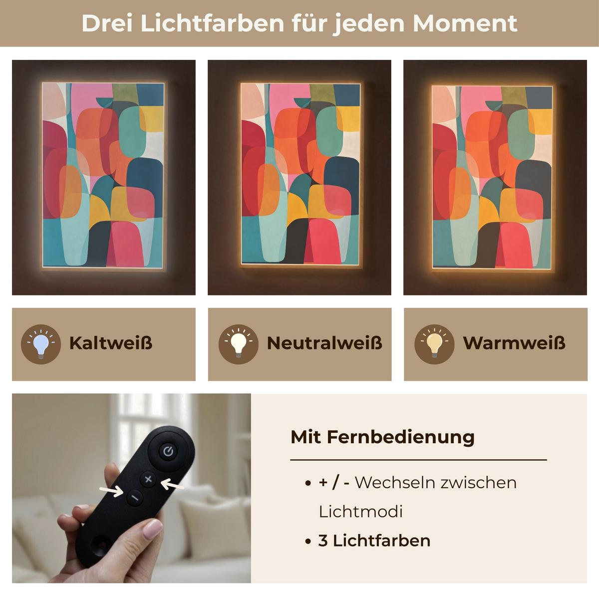 WANDLEUCHTE MIT AKKU Formen - Bunt - Abstrakt - Flugzeuge 70x100 cm - Multicolor, Holzwerkstoff (70/100/8cm) - OnlyWow