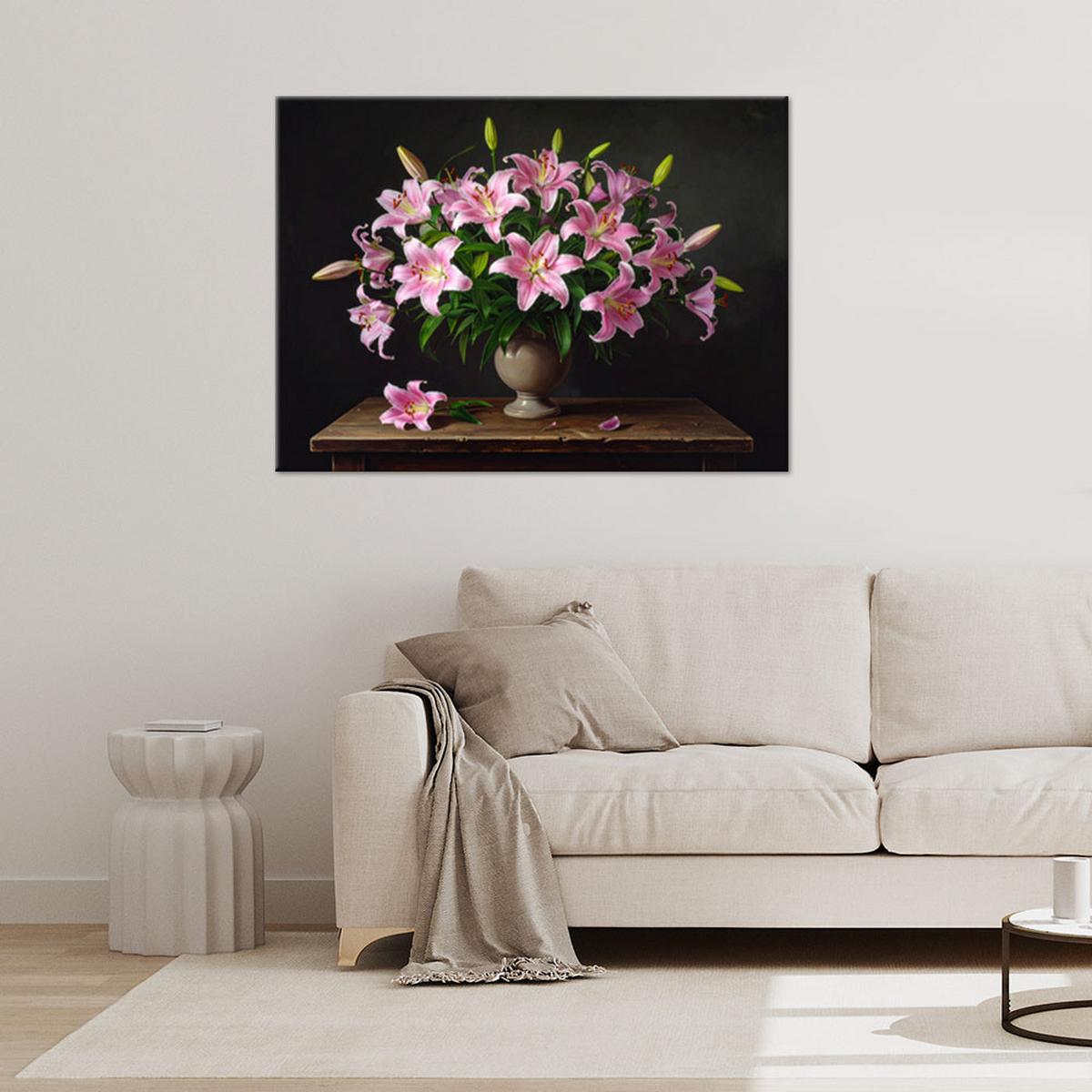 LEINWANDBILD Blumen 120x80cm - Rosa, Textil (120/80cm) - Feeby