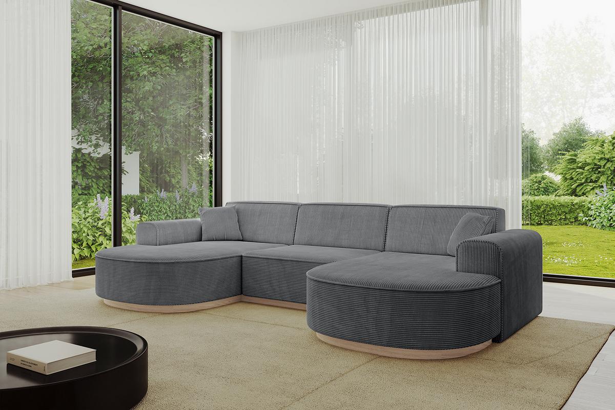 WOHNLANDSCHAFT MARI-U1-v1 - 303x171x83 cm Dunkelgrau Cord - Dunkelgrau, Holzwerkstoff/Textil (303/83/171cm) - ALTDECOR