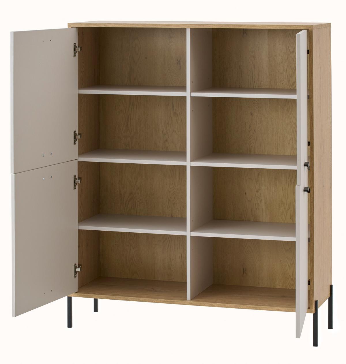 HIGHBOARD Kaschmir, Eiche 115 x 140 cm, Kommode mit Soft-Close - Kaschmir/Eichefarben, Holzwerkstoff/Metall (115/140/40cm) - Furn.Design