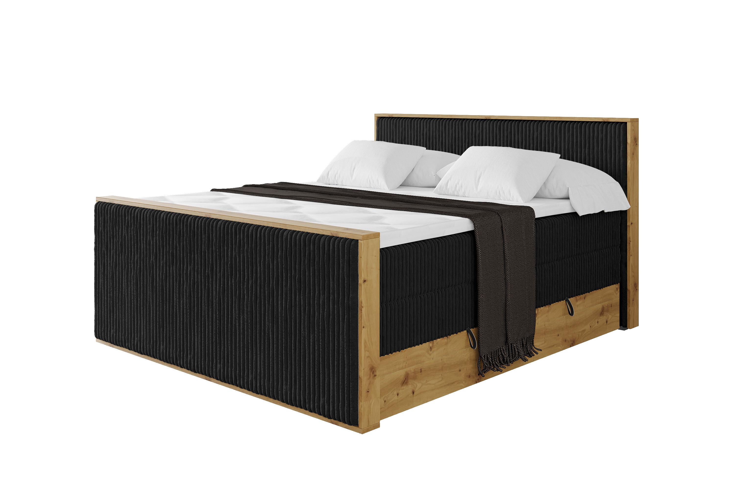 BOXSPRINGBETT LOLLI9 -Z-KING 140x200 - H3/H4 Schwarz - Schwarz, Holzwerkstoff (140/200cm) - ALTDECOR