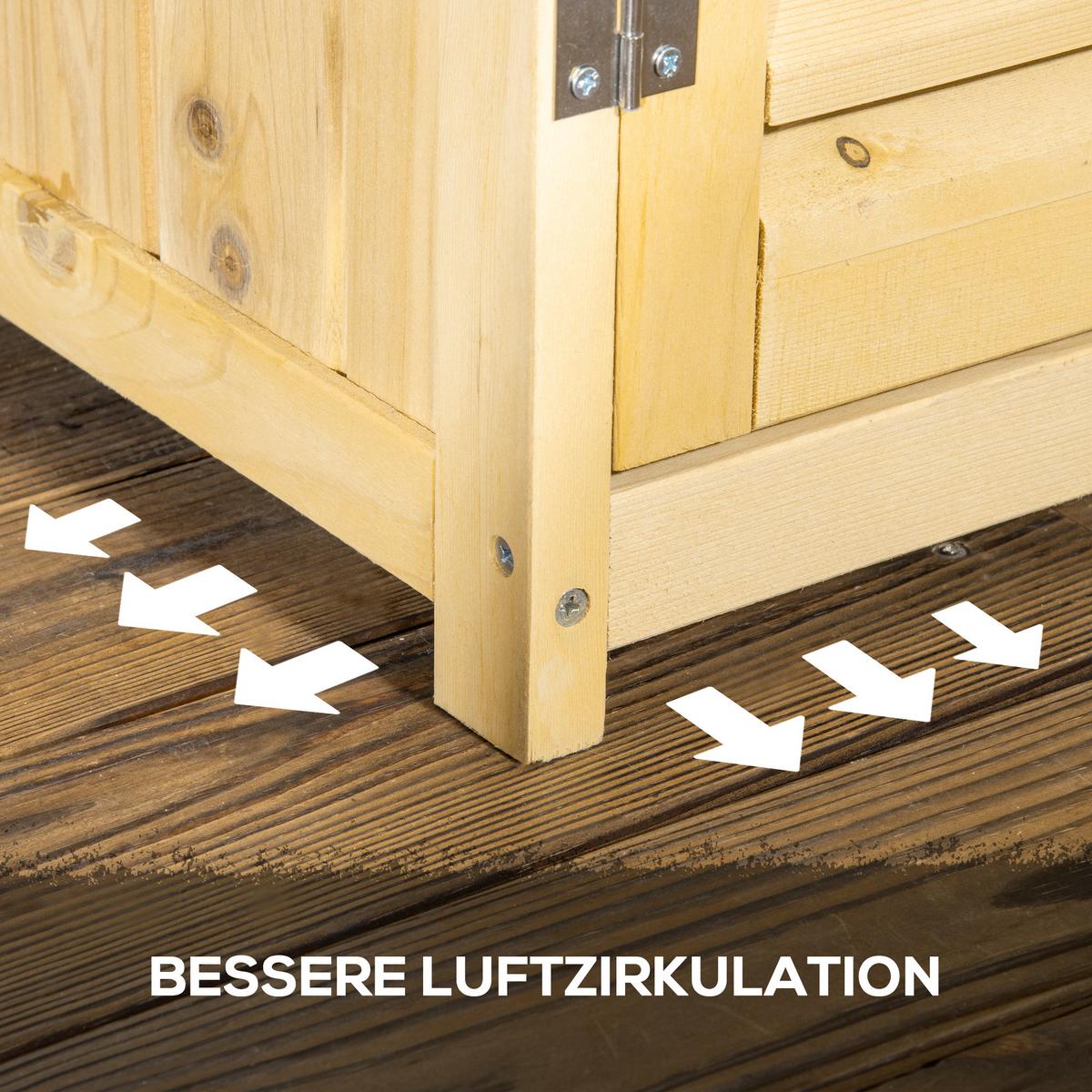GARTENSCHRANK Holz Geräteschuppen 4 Fächer Geräteschrank mit Asphaltdach Natur - Fichtefarben, Holz (46.5/160/87cm) - Outsunny