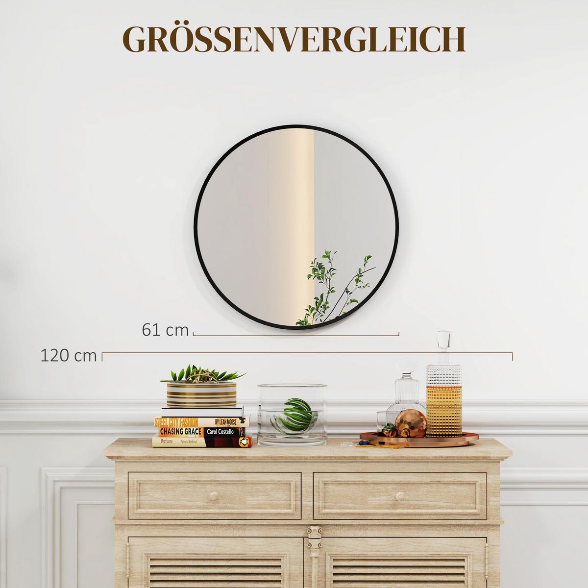 WANDSPIEGEL - Schwarz, Glas/Metall (1/61/61cm) - HOMCOM