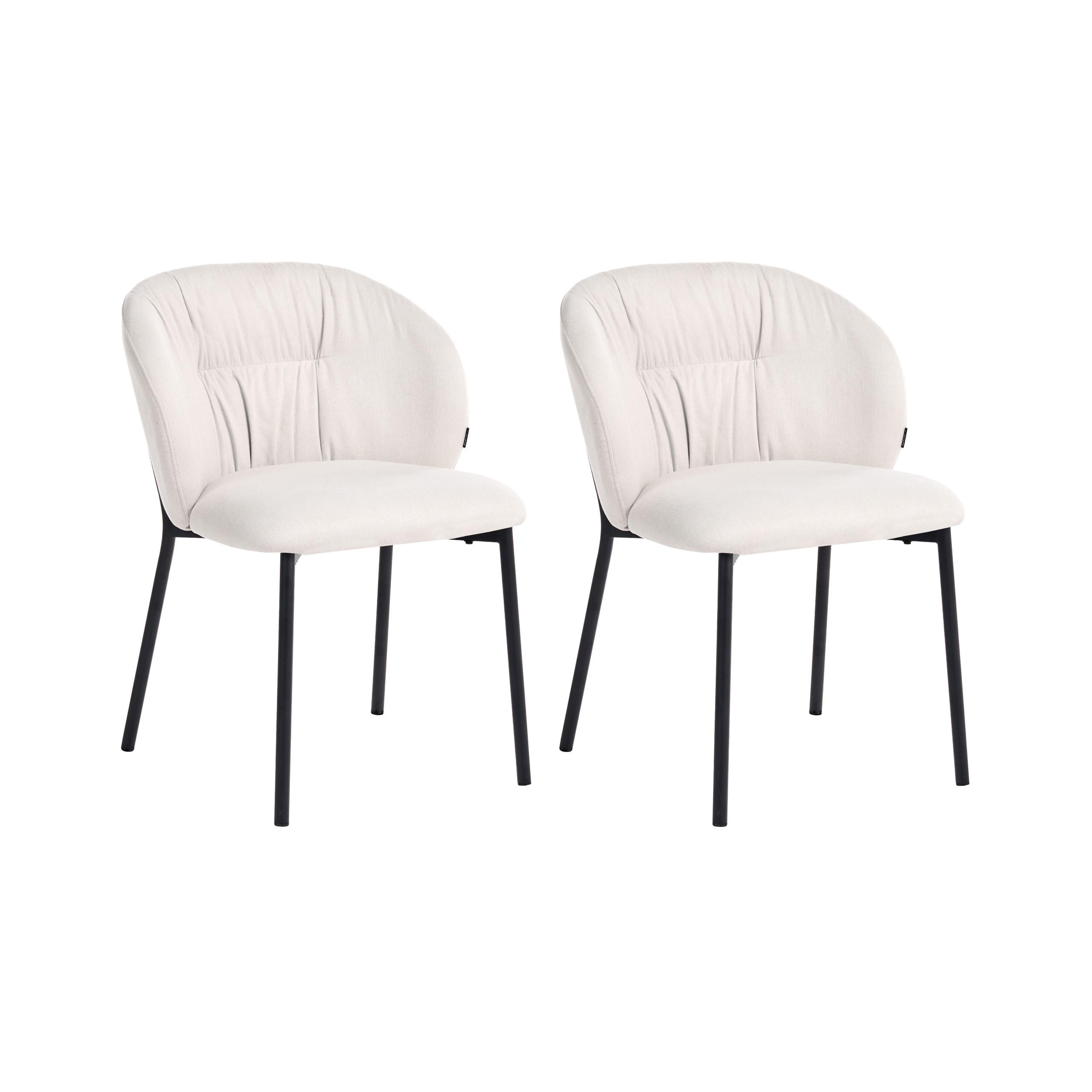 ESSZIMMERSTUHL 2er Set Stoff Hellbeige Mesa - Beige/Schwarz, Textil (55/80/59cm) - Beliani