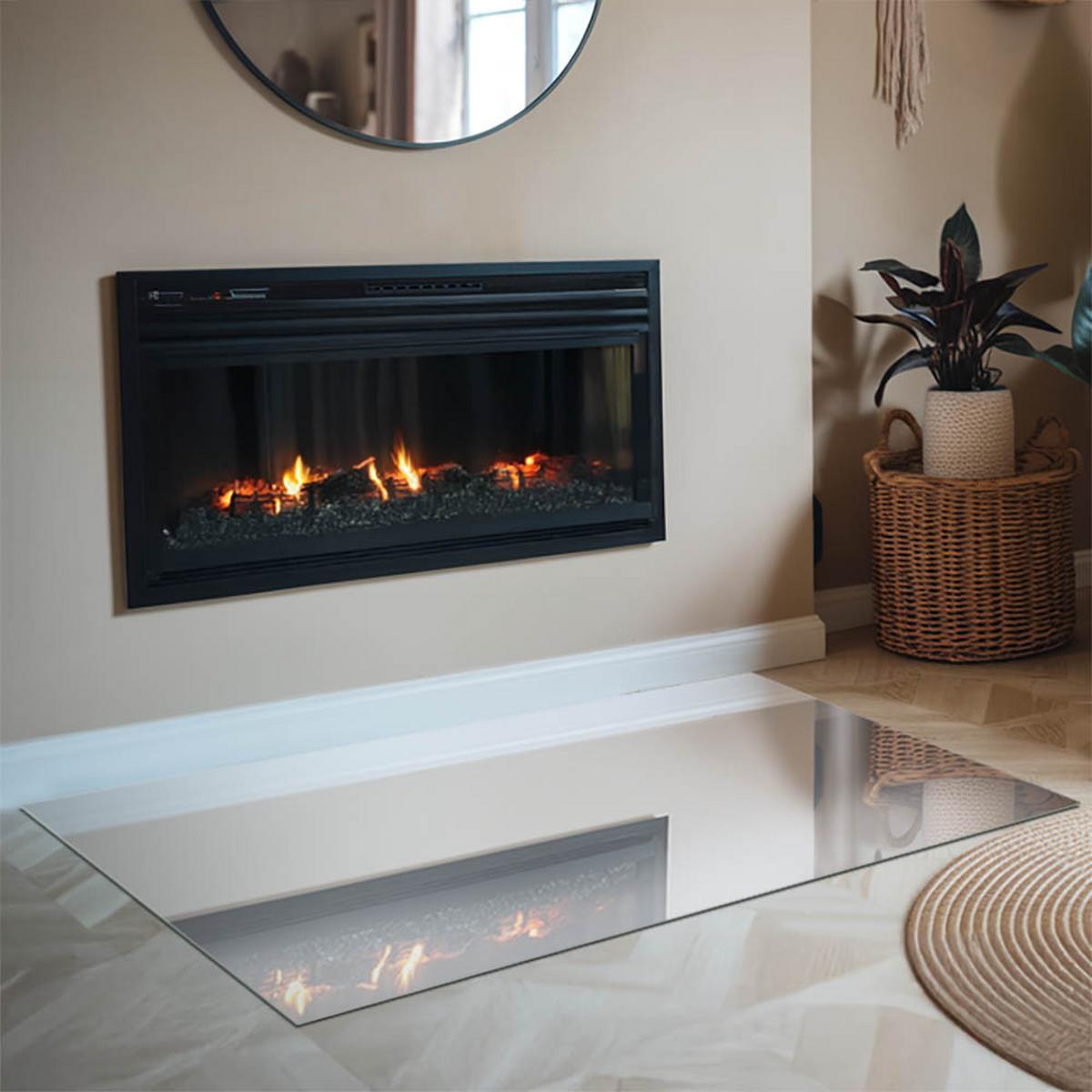 GLASPLATTE für Kamin 120x80 cm - Grau, Glas (120/80/0.4cm) - TULUP