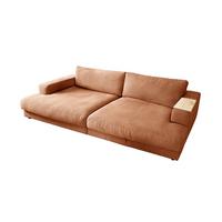 BIG SOFA XL MIT TABLETT MADELINE Braun Webstoff - Schwarz/Braun, Kunststoff/Textil (290/85/190cm) - KAWOLA