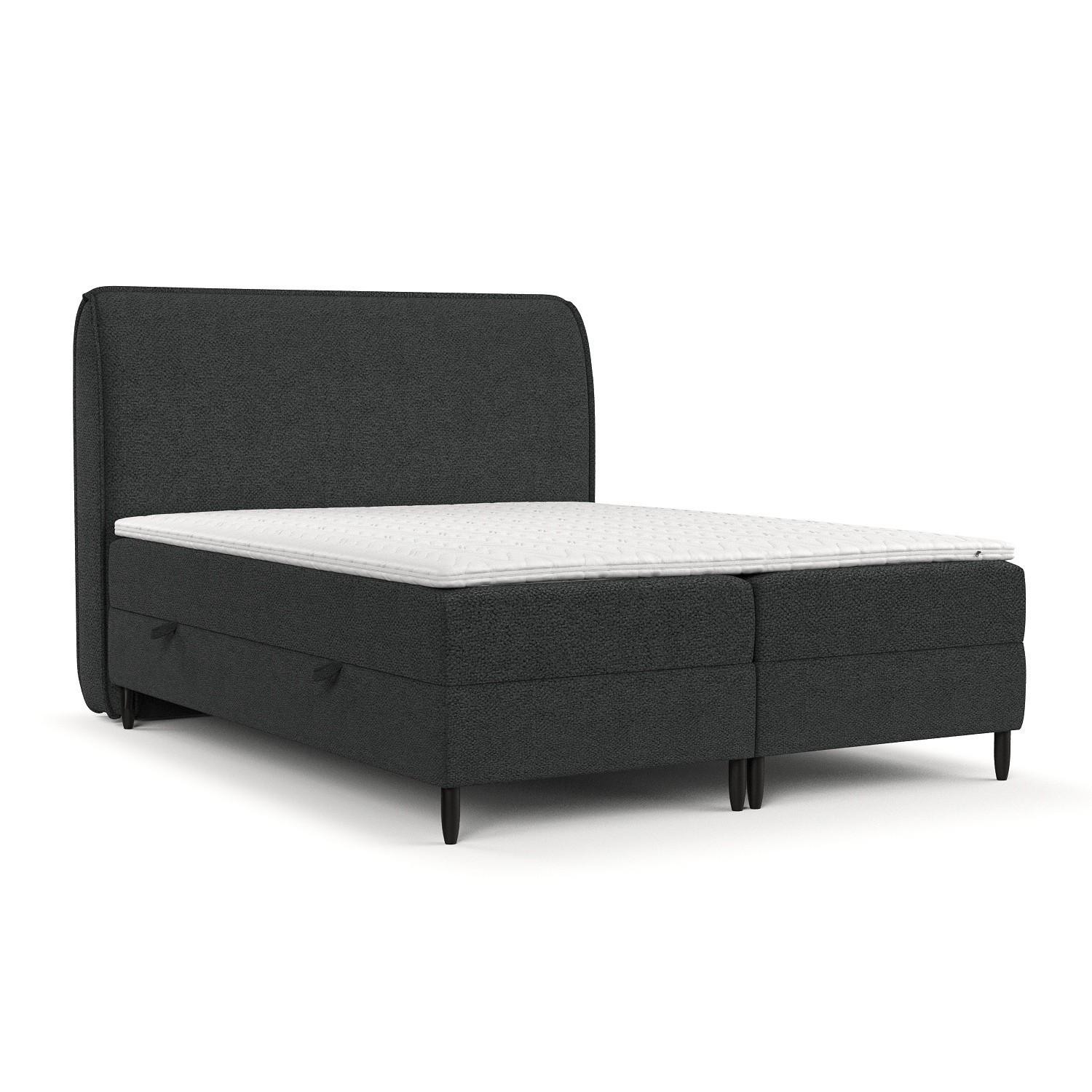 BOXBETT Lunaro 120/200 cm Anthrazit im Bubble Stoff - Anthrazit/Schwarz, Holz/Holzwerkstoff (120/200cm) - AltaBeds