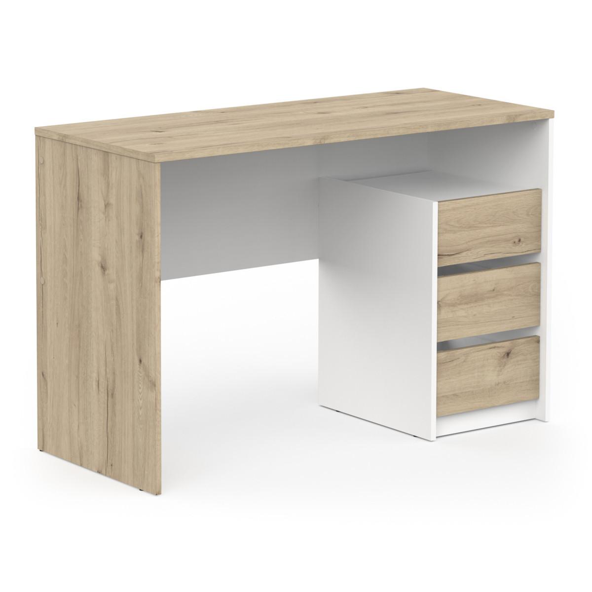 SCHREIBTISCH mit 3 Schubladen 50/77/117 cm - Eschefarben, Holzwerkstoff (52/50/77cm) - Calicosy