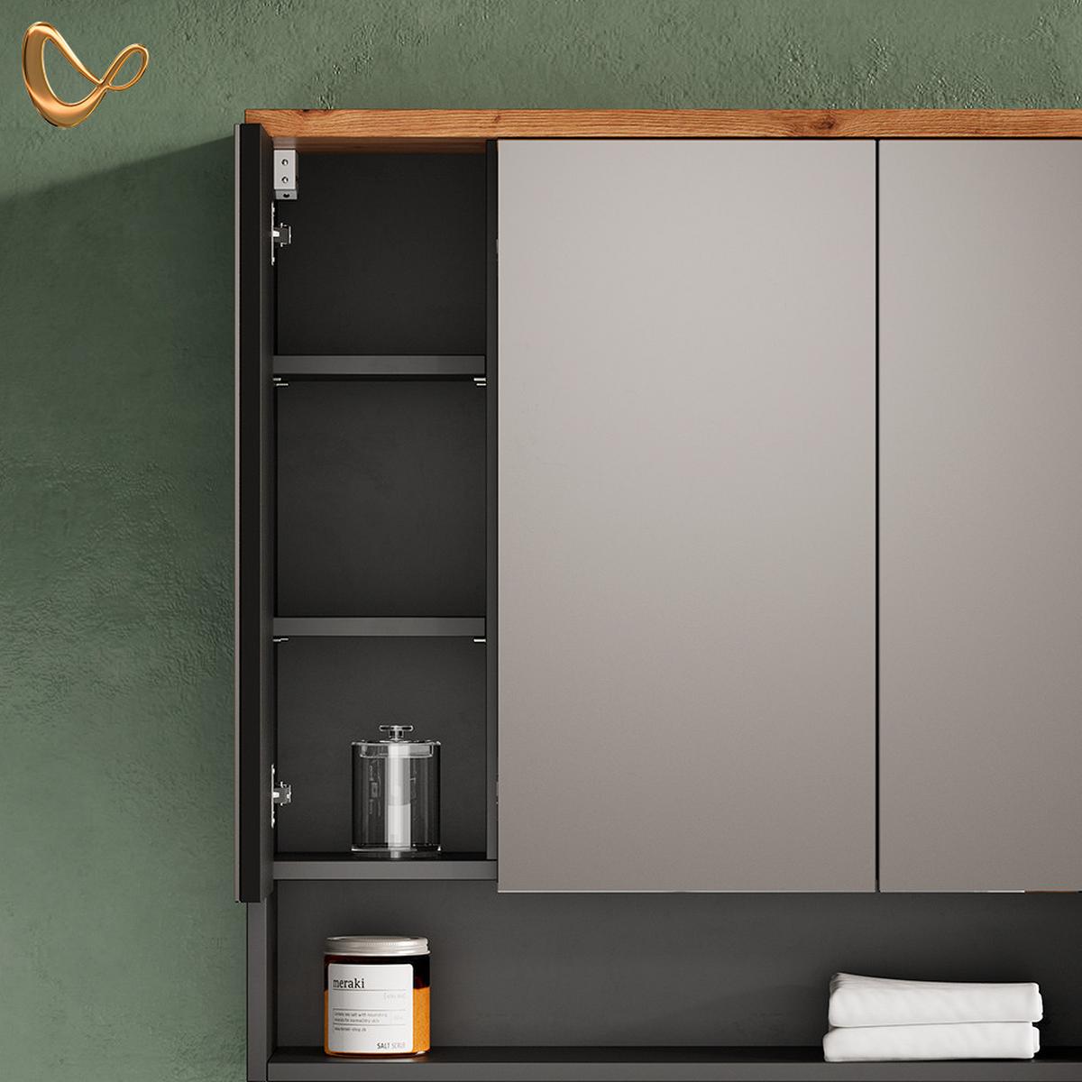 BADSPIEGELSCHRANK Tanaro Anthrazit 70 x 77.5 cm - Anthrazit, Holzwerkstoff (70/77.5/21.7cm) - Livinity®