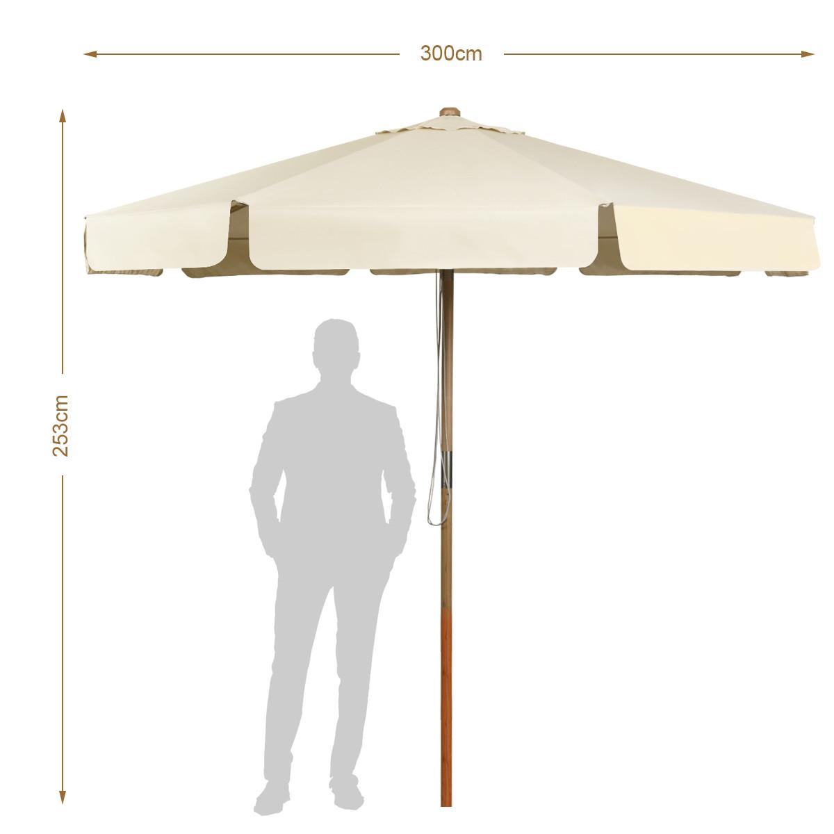 SONNENSCHIRM 300cm Beige - Beige, Holz (300/300cm) - COSTWAY
