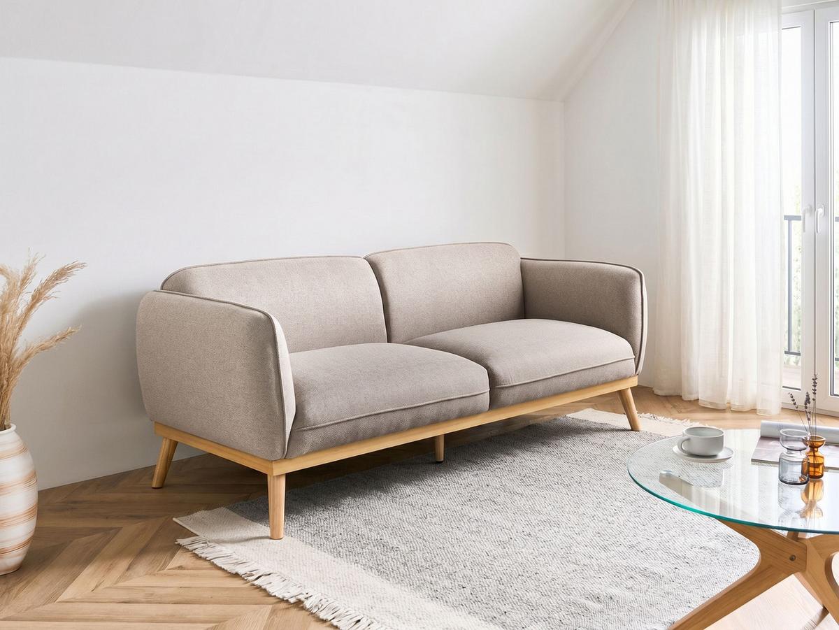 3-SITZER-SOFA Stoff Hellbraun Ljung - Hellbraun, Textil (210/82/82cm) - Beliani