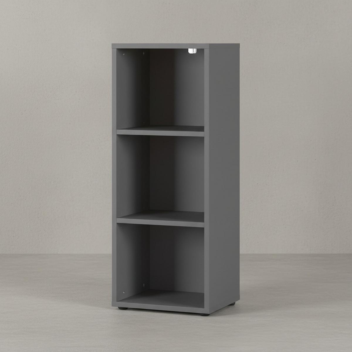 AKTENREGAL Universal FRANKFURT schmal 45x120x40 cm Graphit, 3 Ordnerhöhen - Schwarz, Holzwerkstoff (45/120/40cm) - KADIMA DESIGN