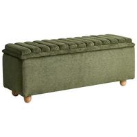 POLSTERBANK mit Stauraum Stoff Grün Salida - Braun/Grün, Holz/Textil (115/54/39cm) - Beliani