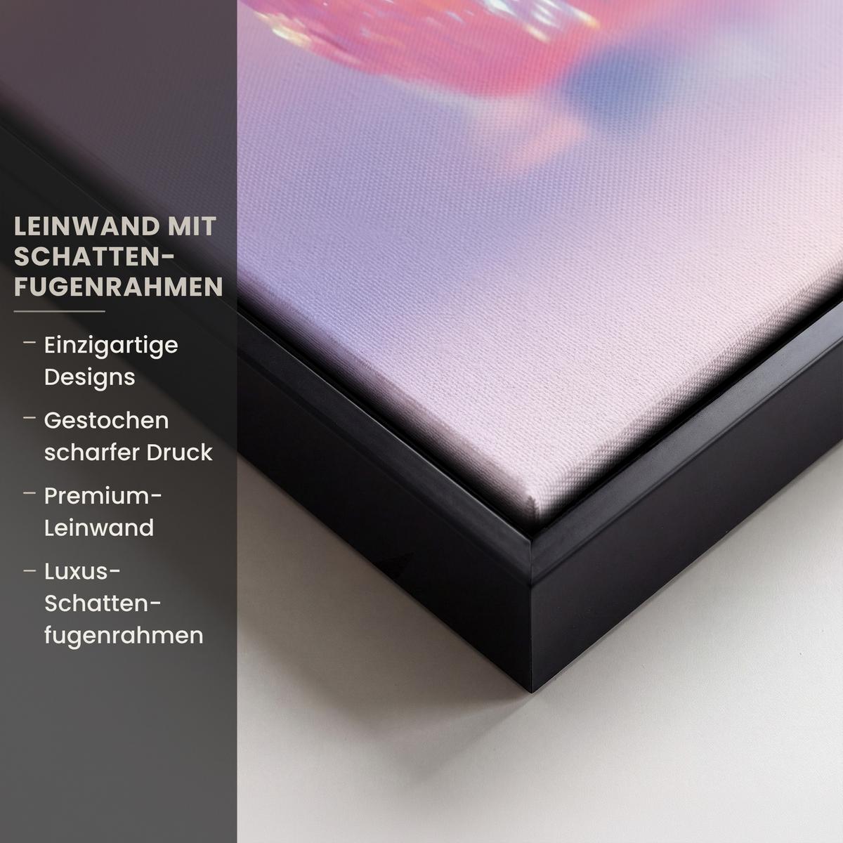 LEINWAND Bilder mit Rahmen - Disco - Obst - Glitzer - Erdbeere - 60x80 - Pink, Textil (60/80cm) - MuchoWow