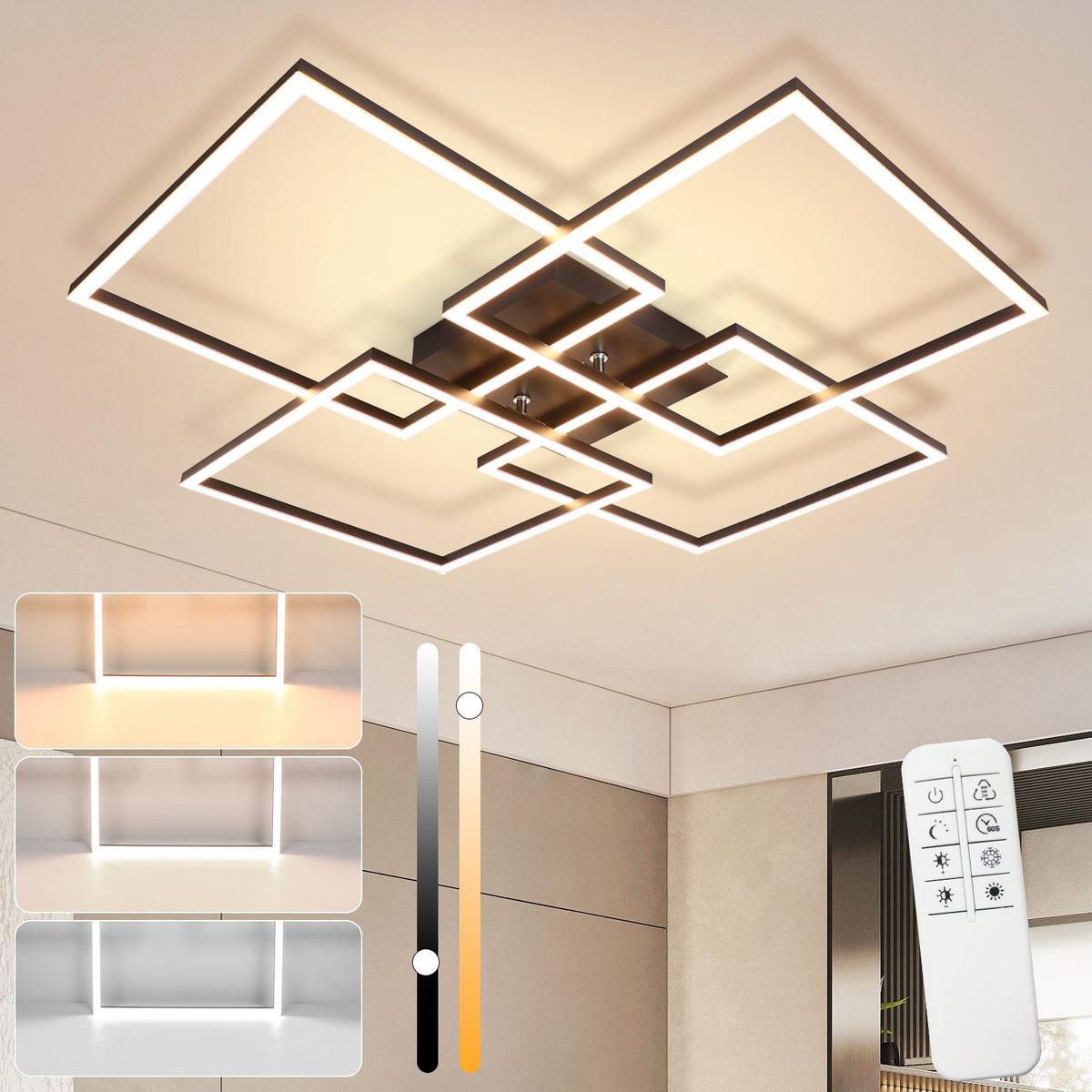 LED-DECKENLEUCHTE Galloway 72.4/72.4/7.3 cm - Schwarz, Metall (72.4/72.4/7.3cm) - Nettlife