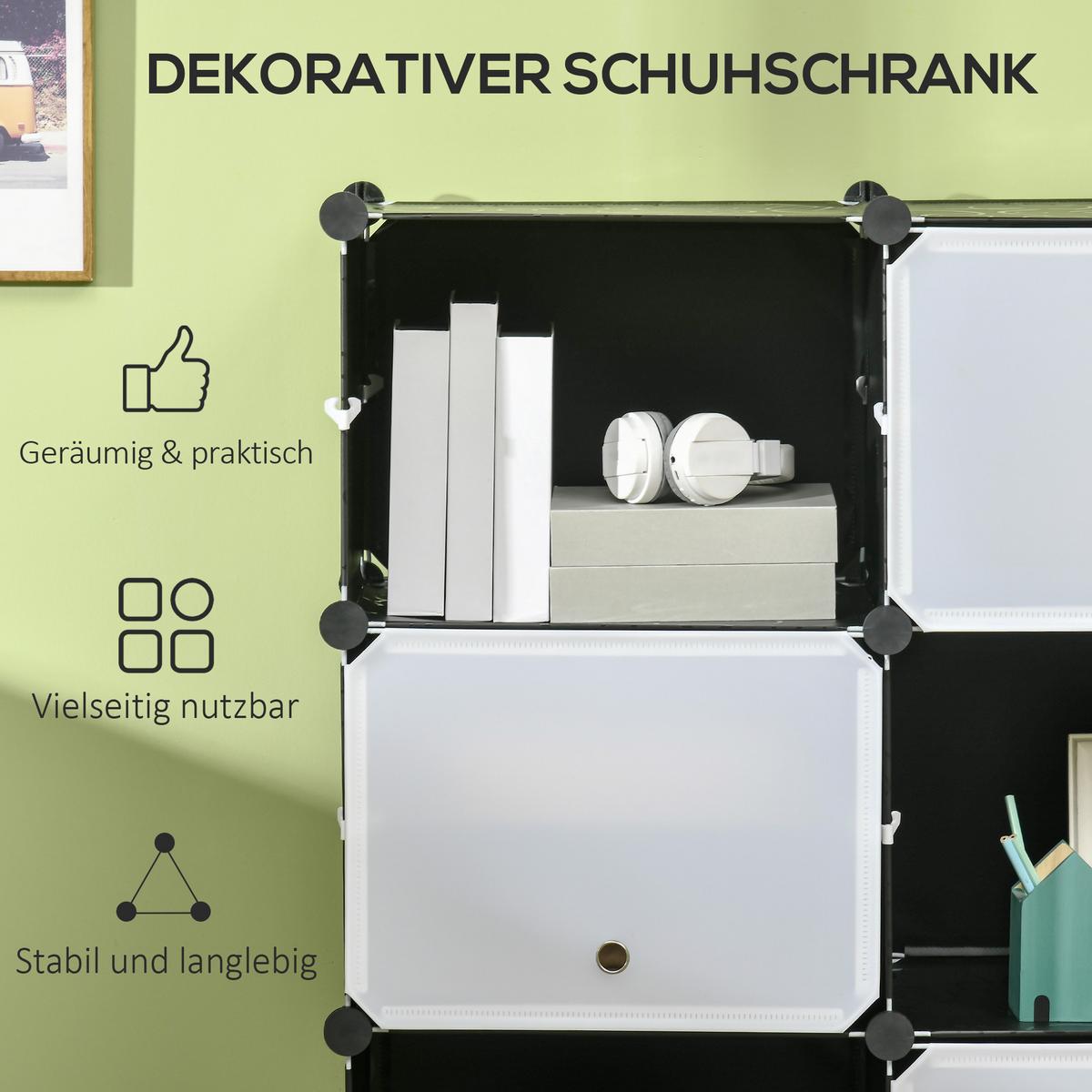 REGALSYSTEM PP Stahl Schwarz Weiß - Multicolor, Kunststoff (32/125/125cm) - HOMCOM