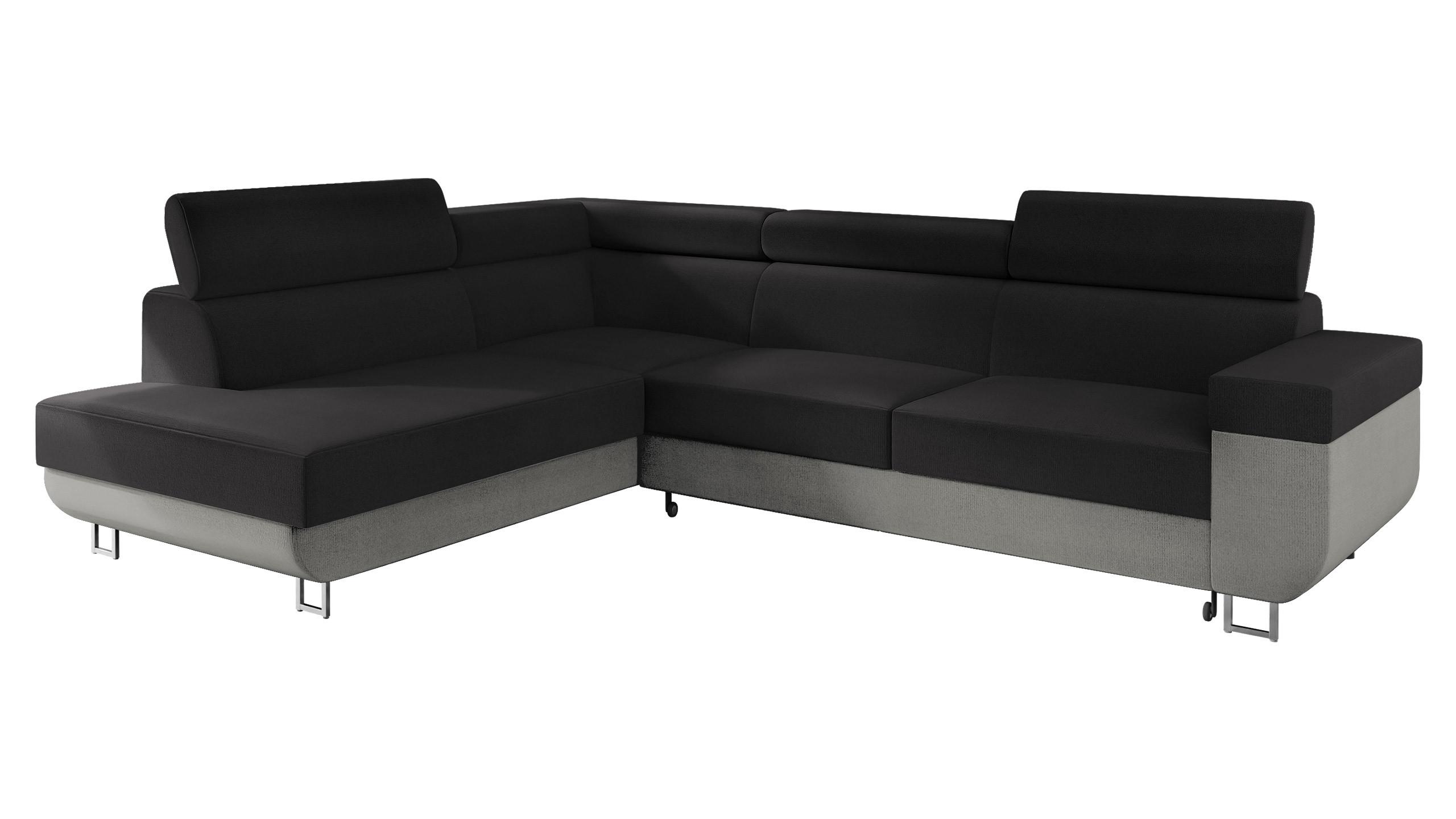 ECKSOFA Fonti, Seite: Links - Schwarz, Holz/Textil (253/188cm) - MIRJAN24