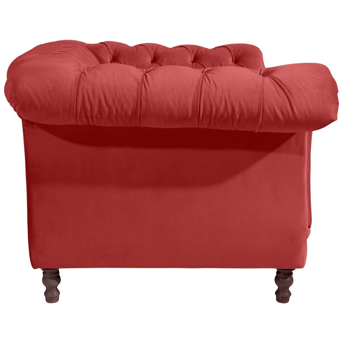 CHESTERFIELD Sessel Kaylin Samtvelours ziegel - Dunkelrot, Kunststoff (100/80/167cm) - 58aufmkessel