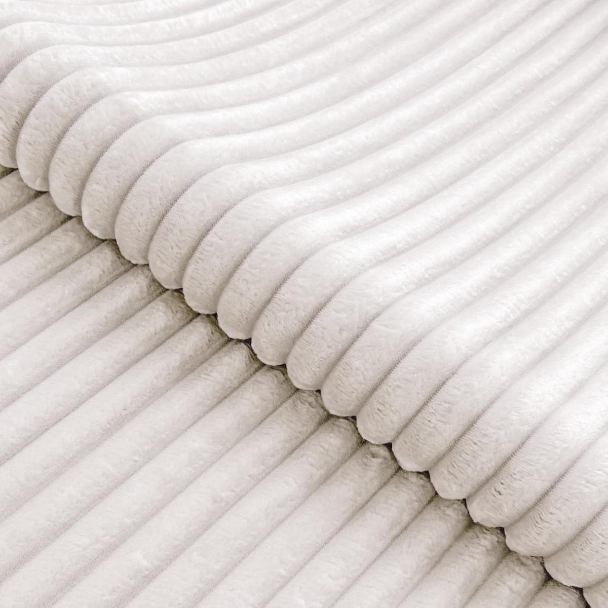ECKSOFA Calma mit Schlaffunktion und Bettkasten im Bumpy-Design aus weichem Creme Plüschcord - Ottomane links - Creme/Schwarz, Holz/Kunststoff (239/140cm) - S-Style
