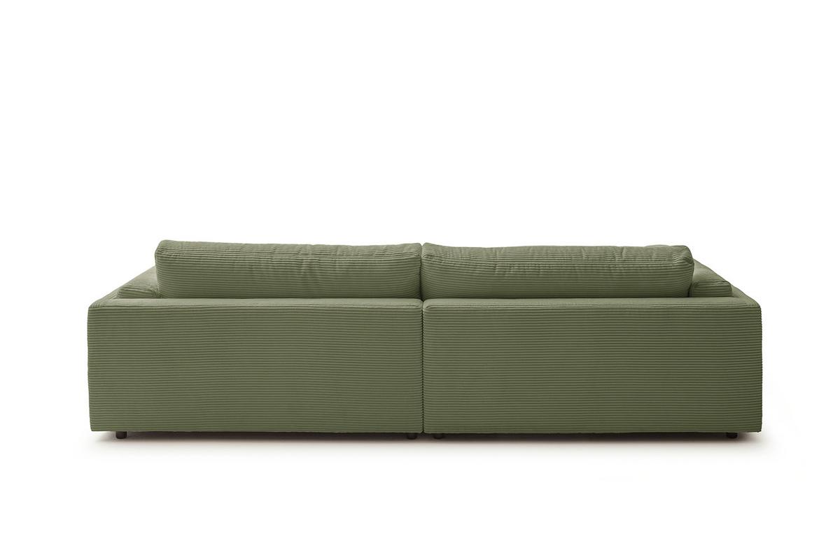 BIG SOFA RAINA Grün Cord - Schwarz/Olivgrün, Kunststoff/Textil (254/85/150cm) - KAWOLA